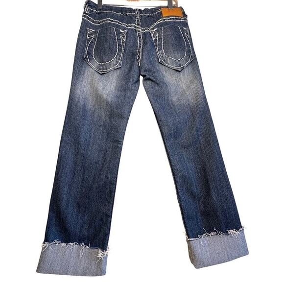 True Religion World‎ Tour USA Limited Edition Y2K Jeans Women Sz 28 Raw Cuff Hem - Picture 5 of 16